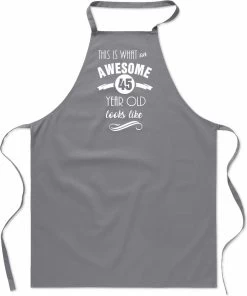 Awesome Cadeau 45 Ans - 45 Ans - Tablier De Cuisine - Coton - BBQ - Anniversaire - Gris