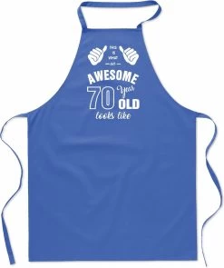 Awesome Cadeau Années 70 - 70 Ans - Tablier De Cuisine Pouces - Coton - BBQ - Anniversaire - Bleu Roi