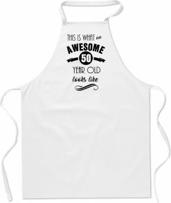 Awesome Cadeau 50 Ans - Cadeau 50 Ans - Tablier De Cuisine - Coton - BBQ - Sarah - Abraham - Blanc