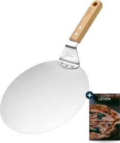 Kitchenz Pelle à Pizza Acier Inoxydable - Pelle à Pizza Pour BBQ - Manche Bois - 25,5 CM