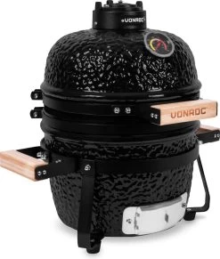 VONROC Kamado 13 Pouces - Surface De Cuisson Ø27cm - Barbecue à Charbon - Céramique - Modèle De Table - Avec Socle, Thermomètre, Pose-assiettes & Habillage Pluie