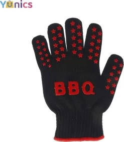 Gants BBQ YUNICS ® - Gants BBQ Résistant à La Chaleur - Accessoires BBQ - Rouge/ Zwart