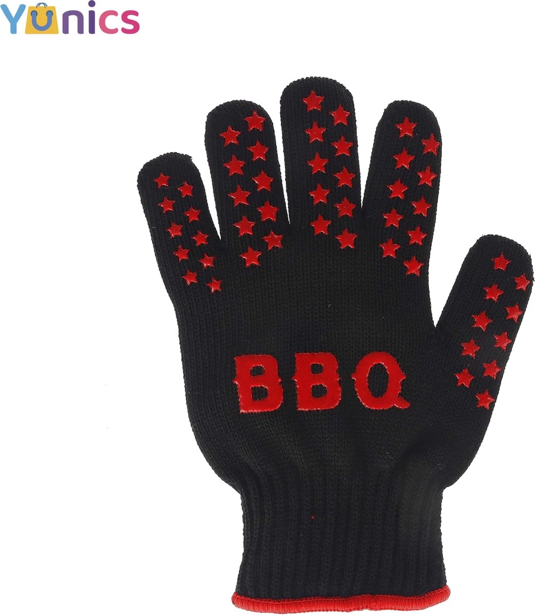 Gants BBQ YUNICS ® - Gants BBQ Résistant à La Chaleur - Accessoires BBQ - Rouge/ Zwart