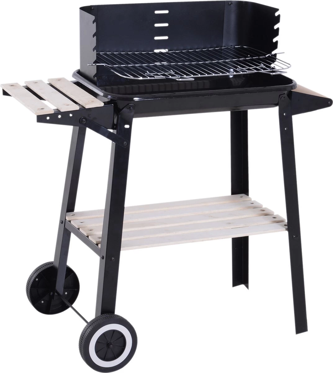 Station De Grillades Sur Chariot Outsunny Barbecue Autoportant Avec Pare-vent 2 X étagère Réglable En Hauteur 846-032