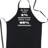 Mijncadeautje Tablier - 2% Mignon 98% Bachelor - Imprimé Blanc - Beau Tablier De Cuisine Exclusif - Noir