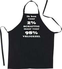 Mijncadeautje Tablier - 2% Mignon 98% Bachelor - Imprimé Blanc - Beau Tablier De Cuisine Exclusif - Noir