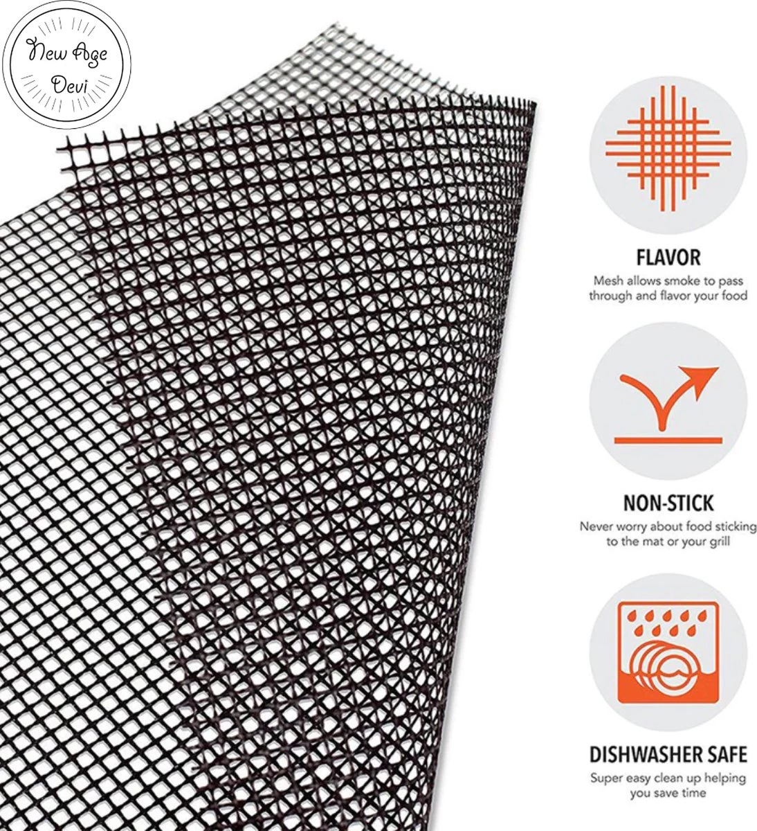 New Age Devi - 3 Pièces De Tapis De BBQ En Téflon Antiadhésif 33x40cm – Image 3