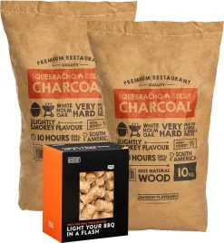 Smokin' Flavours - 2 Sachets De Quebracho Au Charbon De Bois - 1 Boite D'allume-feu - Pack Barbecue