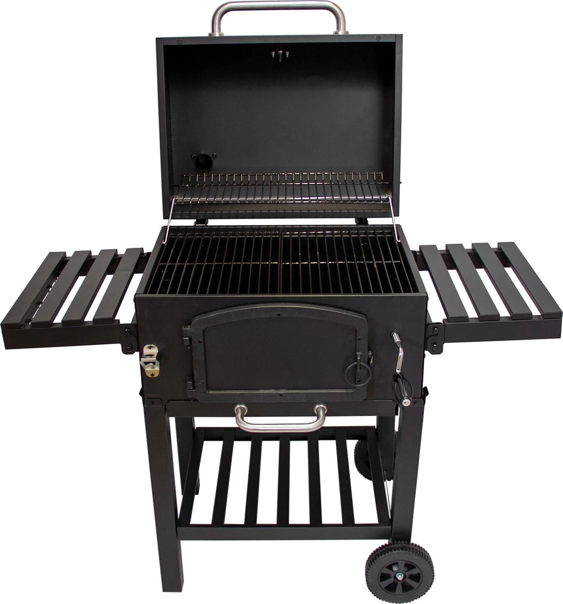 BBQ Grill XL Smoker Jardin - Barbecue à Charbon De Bois De Bois - Y Compris Housse De Pluie - Brosse Métallique - Espace De Rangement Rabattable