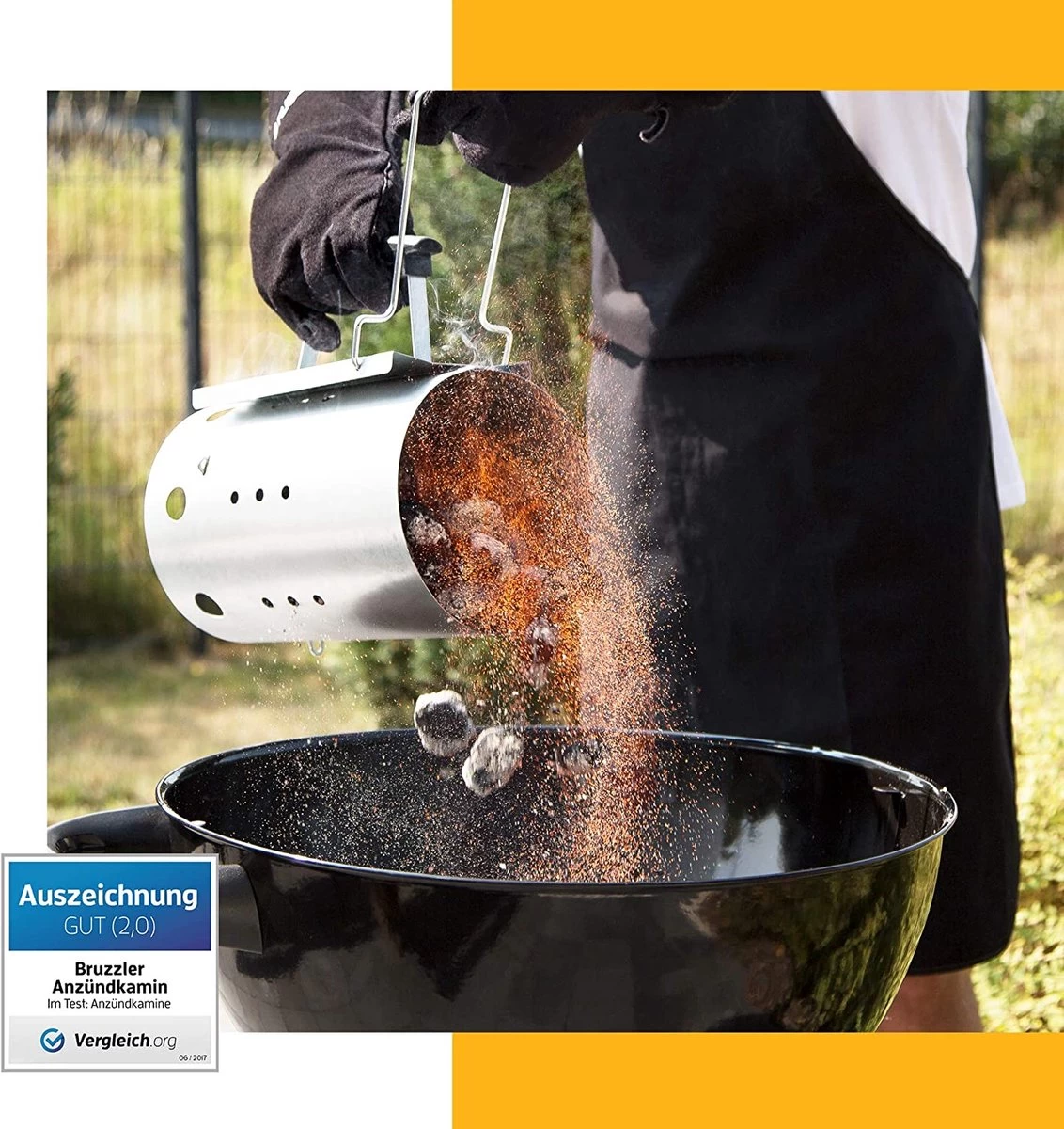 Allume-charbon LARGE - Allume-briquette Avec Poignée De Sécurité - Démarreur Rapide Pour Barbecue - Allume- Charbon De Bois Pour BBQ – Image 3