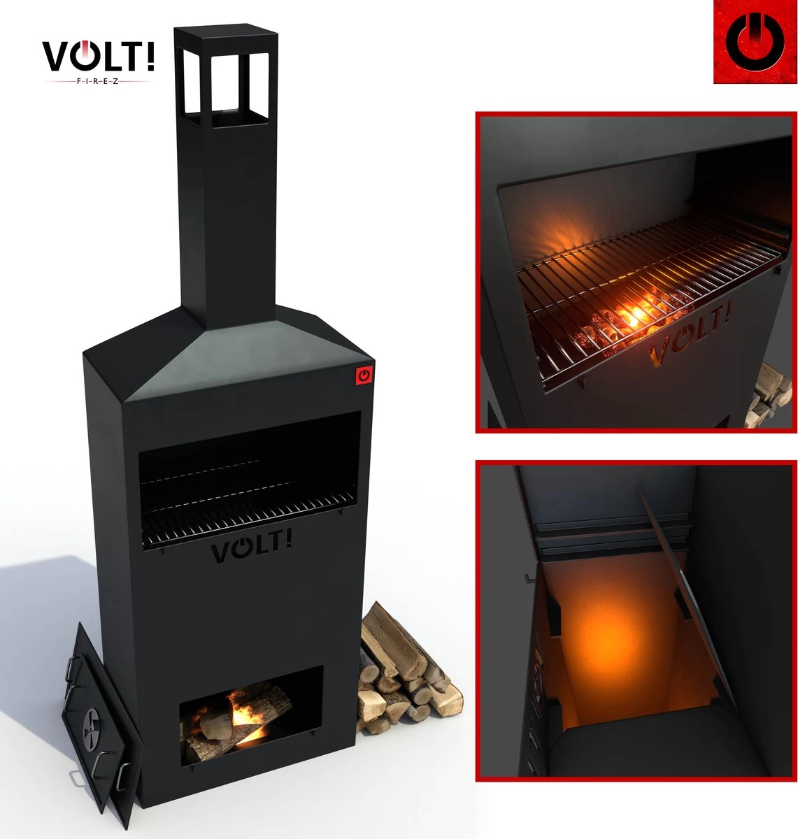 VOLT! Dutch Fire Oven BBQ Grill - Smoker Barbecue - Smoke Box Outdoor Kitchen - Barbecue à Charbon De Bois - Four Extérieur - Grille De BBQ - Zwart – Image 7
