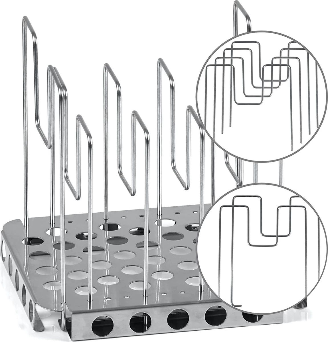 Grille Mahlzeit Sous Vide En Acier Inoxydable, Avec 6 Supports, Cadre Professionnel Réglable, Cadre Vertical Pour La Cuisson, Support De Côtes Levées, Idéal Pour Le Poisson Et La Viande, Sous Vide – Image 2