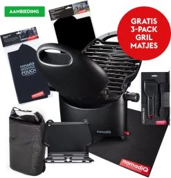 Pack Barbecue NomadiQ OUTDOOR - Le Barbecue à Gaz Ultime Avec Accessoires Pour Une Excursion D'une Journée Ou Un Week-end