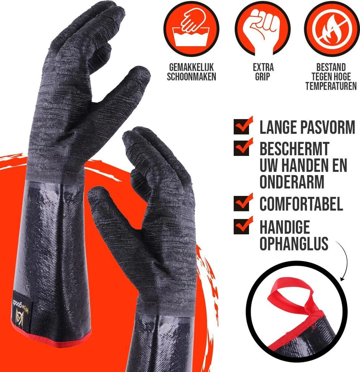 Gants De BBQ Résistants à La Chaleur Wowgoods Avec Pinces à Viande - Mitaines De Gants De Four Extra Longues Jusqu'à 500°C – Image 5