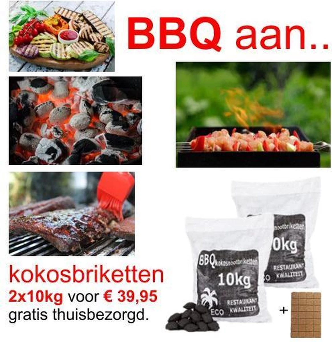 Briquettes De Noix De Coco 2x10kg + Allume-feu Gratuits / Briquettes De Noix De Coco / Briquettes De Noix De Coco Prodica Holland – Image 2