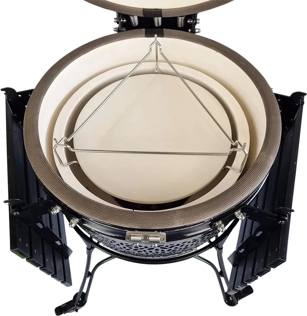 Obelix Kamado Large - 22 Pouces - Zwart - Avec Poseur De Plaque - Feutre En Fibre De Verre - Système D'ouverture / Fermeture - Precision Top-Vent – Image 6