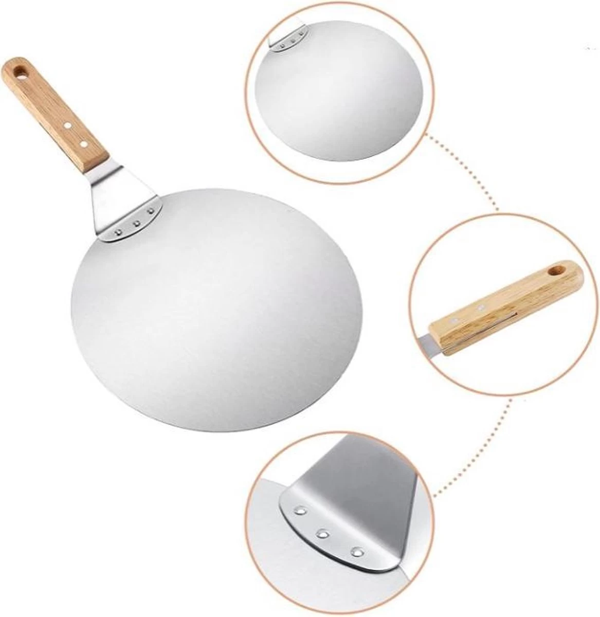 Pelle à Pizza - Planche à Pizza - Coupe-pizza - Ensemble 3 Pièces - Acier Inoxydable – Image 2