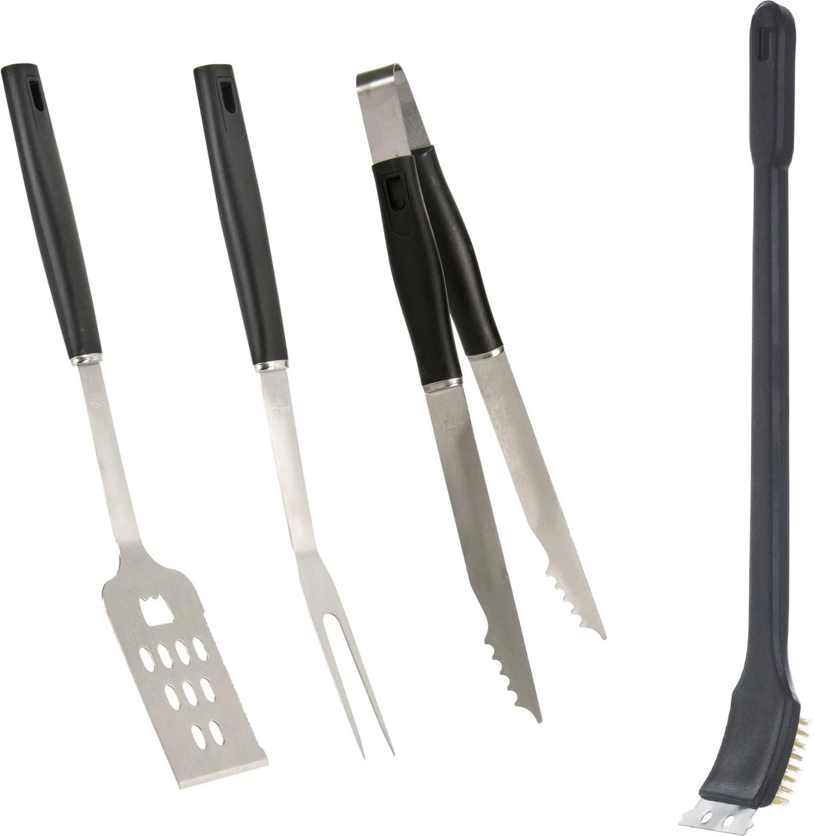 Ensemble D'outils Pour BBQ/ Barbecue 4 Pièces En Acier Inoxydable Avec Brosse De Nettoyage - Pinces - Fourchette - Spatule
