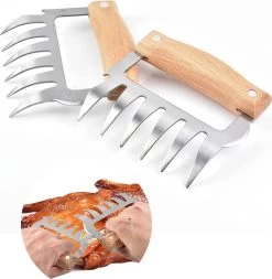 Doodadeals® | Pince à Viande Pour BBQ En Acier Inoxydable Avec Fonction Ouvre-bouteille Et Couteau à Découper. | 2 Pièces | Griffe De Viande BBQ Pro