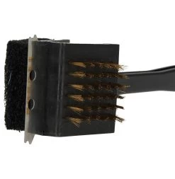 Brosse De Nettoyage Pour Barbecue En Acier Trempé - Or Noir - 27x7x7cm | Outils De Barbecue | Brosse 2 En 1 Pour Poncer Et Essuyer