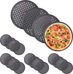 Relaxdays 20x Plaque à Pizza 32 Cm Ronde - Plaque à Pizza - Plaque à Pâtisserie - Plaque à Four - Acier - Set