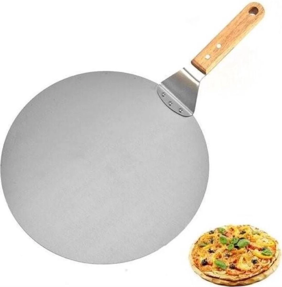 Pelle à Pizza De Luxe Pizza Fraîche - Acier Inoxydable 30CM - Grande Pelle à Pizza Pour Four Ou BBQ - Manche En Bois - Spatule à Pizza Pour Pizza Au Four Maison – Image 5