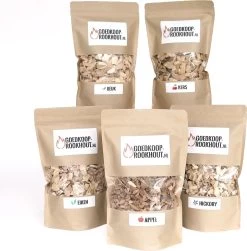 Paquet Rabais Snippers De Bois De Fumée - Pommier, Beuk, Chêne, Hickory & Cerisier - 2,5 KG - Paquet De Bois De Fumée