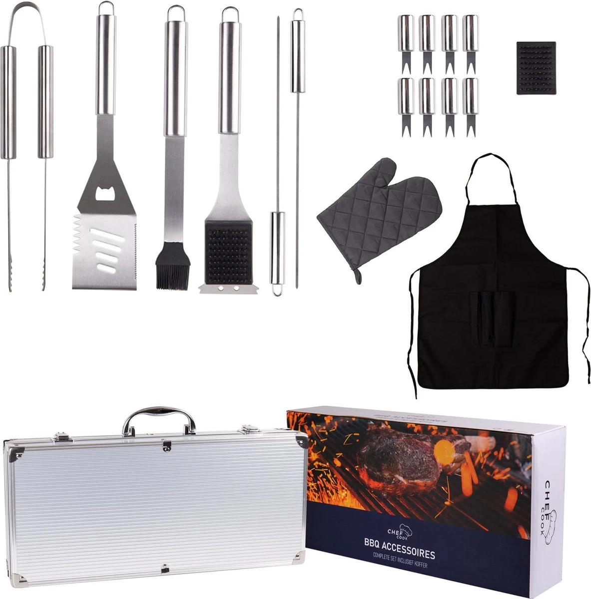 Ensemble D'outils De BBQ Ensemble D'accessoires De Valise Pinces Tablier De Brosse Barbecue - Ensemble D'accessoires De BBQ De Chef Cuisinier