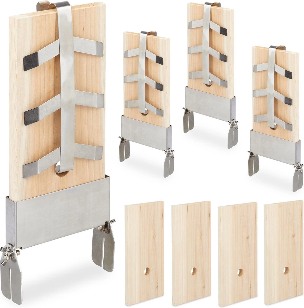 Relaxdays Smoker Board Bbq Saumon - Lot De 4 - Planche Finlandaise - Bois De Cèdre - Planche De Saumon - Nature – Image 2