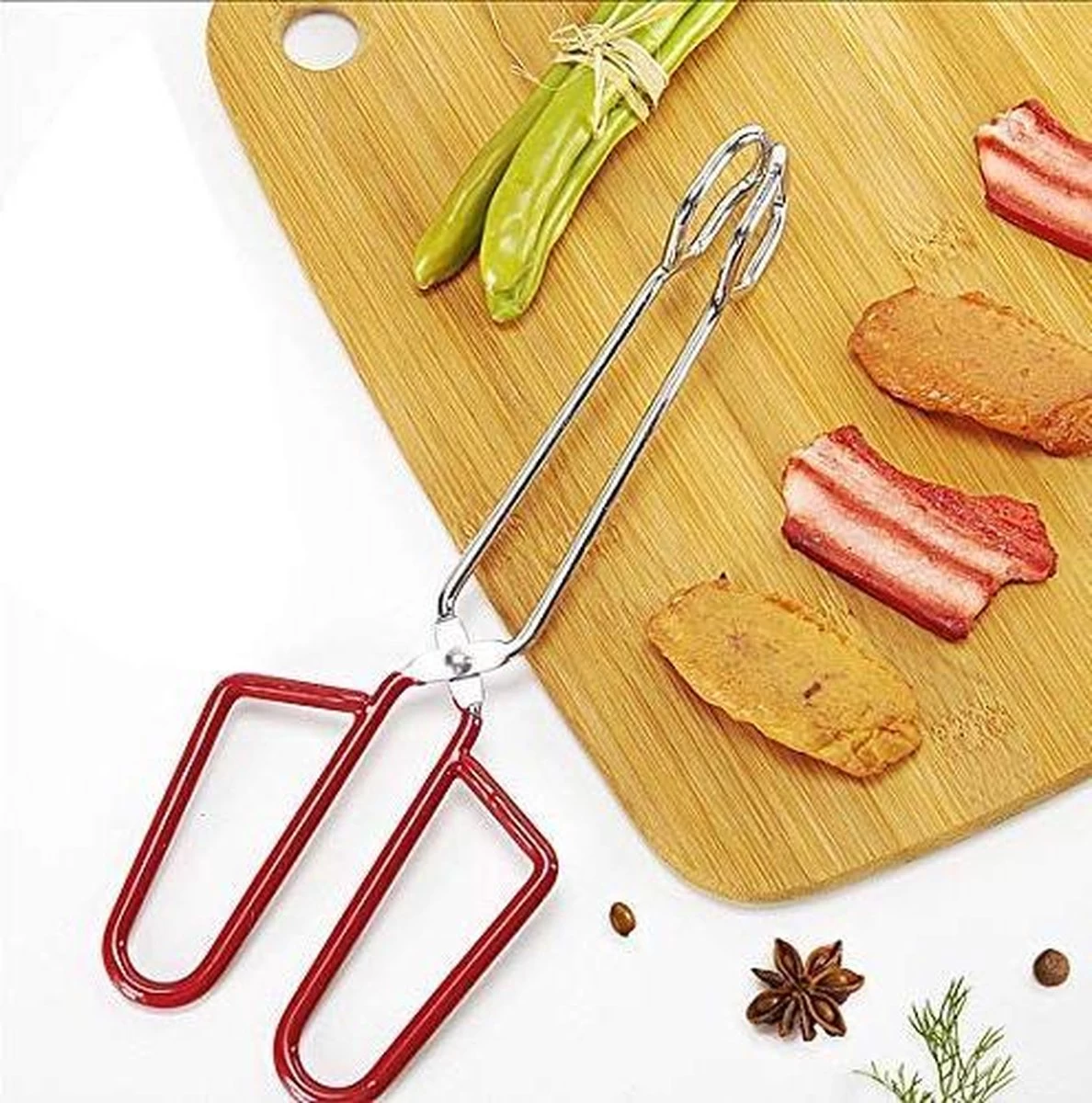 Pinces à BBQ Doodadeals ® | Pince à Barbecue Rouge| Pinces De Cuisine |26 Cm De Long – Image 4