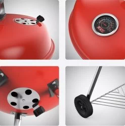 Luxaliving - Barbecue à Charbon - Barbecue Boule Kogelbarbecue X H90 Centimètres - Barbecue Rond - Barbecue Sur Roues - Rouge - Métal