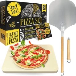 Cuillère à Pizza De Haute Qualité Pour Four Et Gril à Gaz Et Set De 3 – Pierre à Pizza Rectangulaire En Cordiérite Pour Bases De Pizza Croustillantes.
