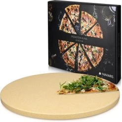 Navaris Pour Four XL - Plaque à Pizza En Pierre Naturelle - Plaque à Pizza Pour Au Four Ou Au Barbecue - Pierre à Pain - Ronde - Diamètre 30,5 Cm