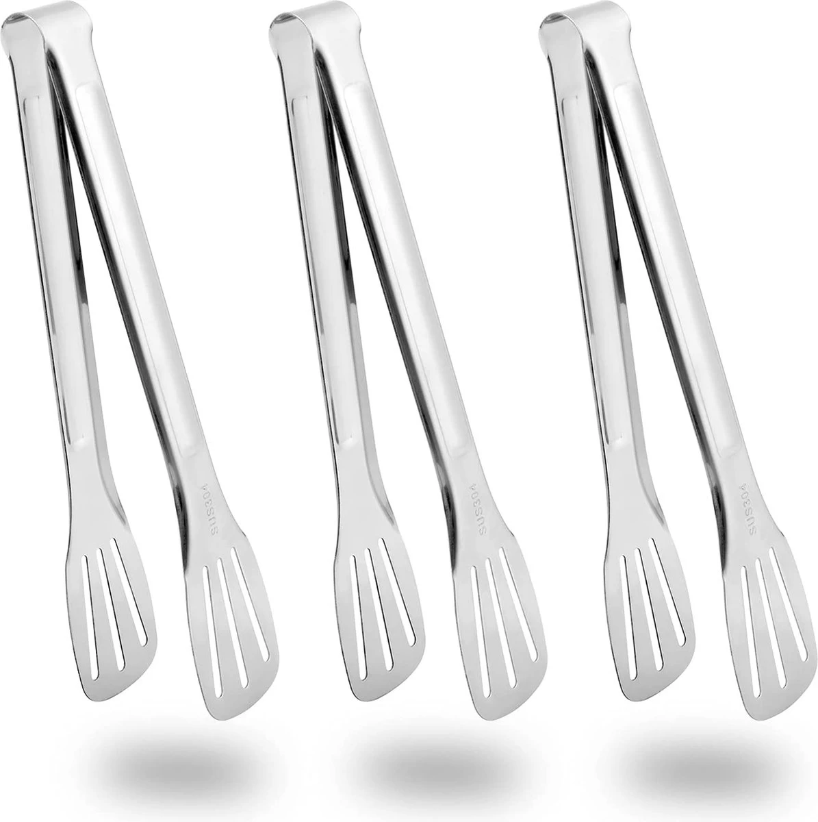 Pince De Cuisine En Acier Set De 3 Ustensiles De Cuisine Pince De Service Pour Salade, Barbecue, Buffet, Cuisson, Pâtisserie Et Grillades, Longueur 24 Cm, Argent