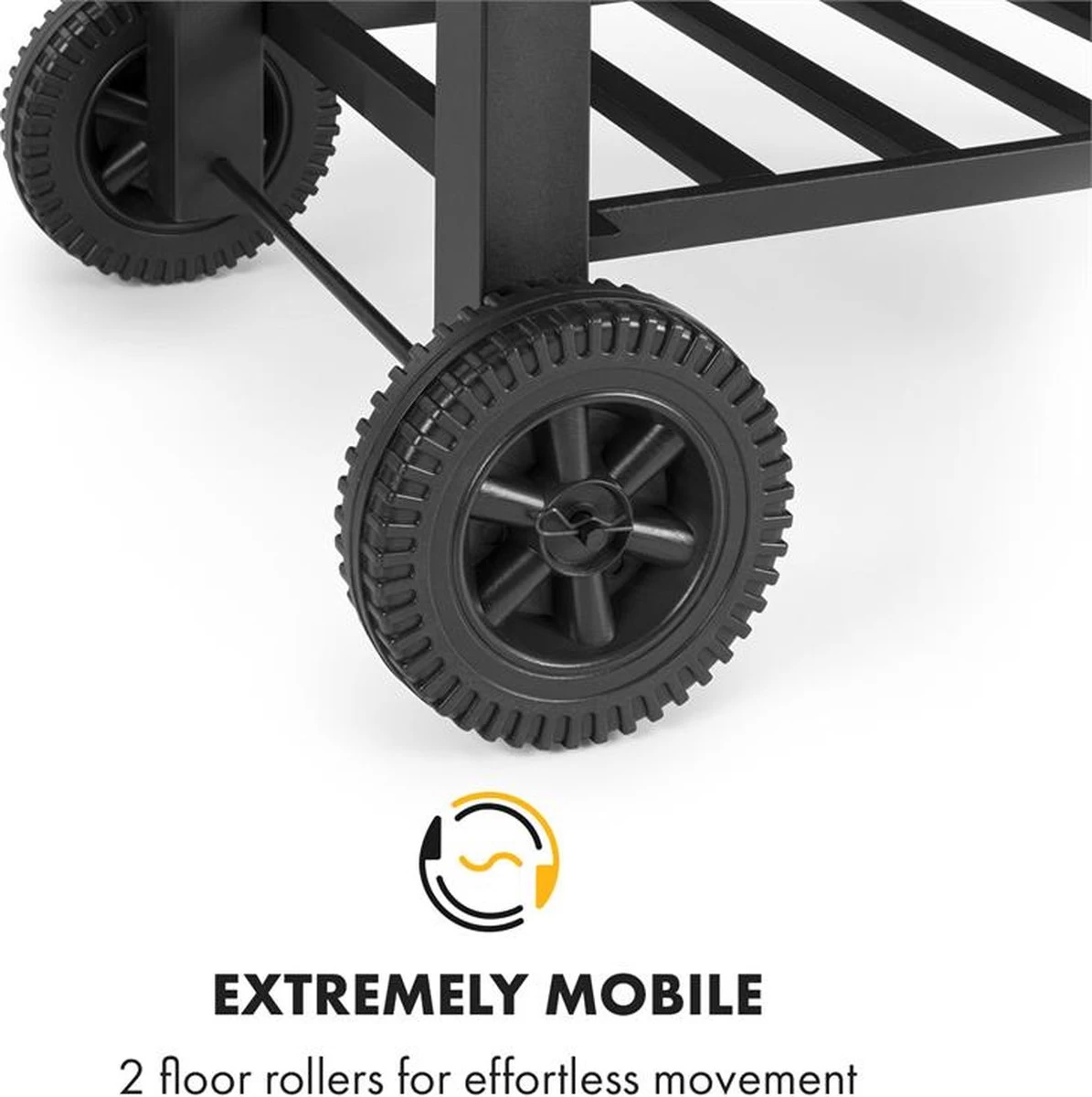 Klarstein à Charbon Klarstein Meat Machine 45 X 32,5 Cm, Thermomètre, Roues, Deux Tables D'appoint Pratiques En Bois De 25 X 19 Cm, Noir – Image 8