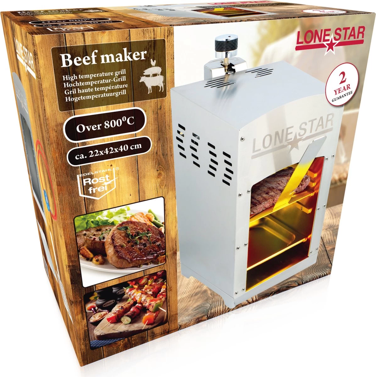 Modèle De Table 'Beefmaker' Pour Barbecue à Haute Température / Barbecue à Gaz - 800 Degrés Celsius - Acier Inoxydable - 42x40x22 – Image 4