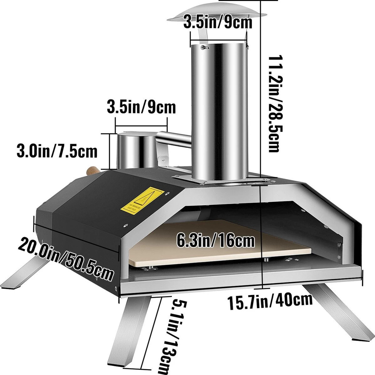 Four à Pizza Vevor® - Four à Pizza Professionnel - Cuisine D'extérieur - Pizza Gourmet - Barbecue - Acier Inoxydable - Jusqu'à 600°C - Sac De Transport Inclus – Image 5