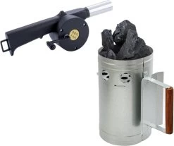 Briquettes Pour BBQ /allume-charbon Avec Manche En Bois 27 Cm - Avec Souffleur/ventilateur/ventilateur Pour BBQ Noir 30 Cm