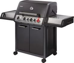 Barbecue à Gaz Enders Monroe Black Pro 4 IK Turbo - Surface De Cuisson 74 × 43 Cm - 41 Kg - Allumage Piezo - Dimensions 153,5 × 58 × 118,5 Cm - Amovible