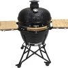 Série Evolve Econ - Barbecue Kamado 24" / 61 CM / XXL - Avec étagères De Table En Bois - Accessoires Gratuits Inclus - Parois En Céramique - Forme D'œuf - Chaleur Directe + Chaleur Indirecte - Ventilation Professionnelle - Thermomètre Intelligent
