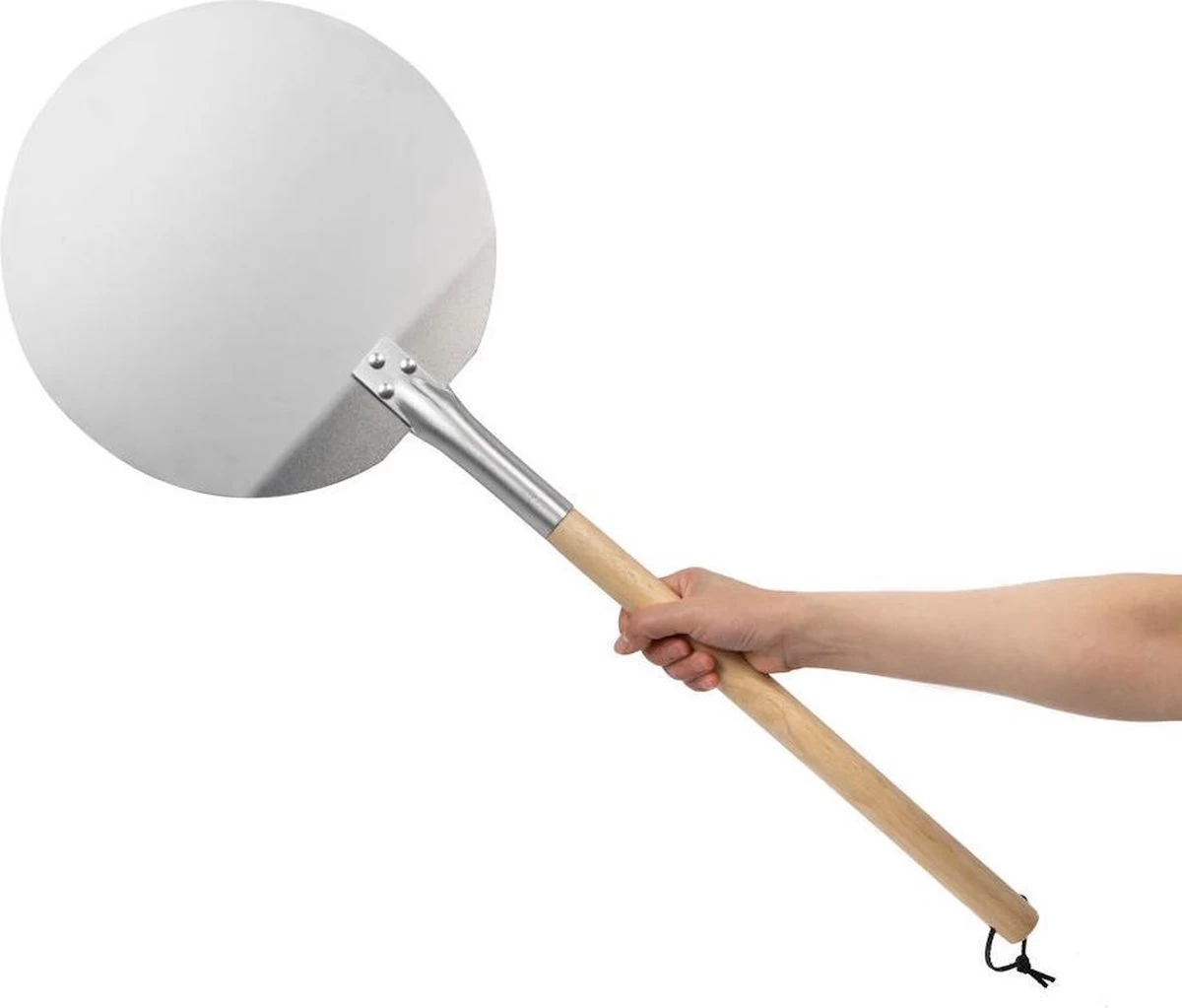 Pelle à Pizza Decopatent® - Pelle à Pizza Ronde Avec Manche Long En Bois (80cm) - Spatule à Pizza Bois / Acier Inoxydable Métal - ROND – Image 3
