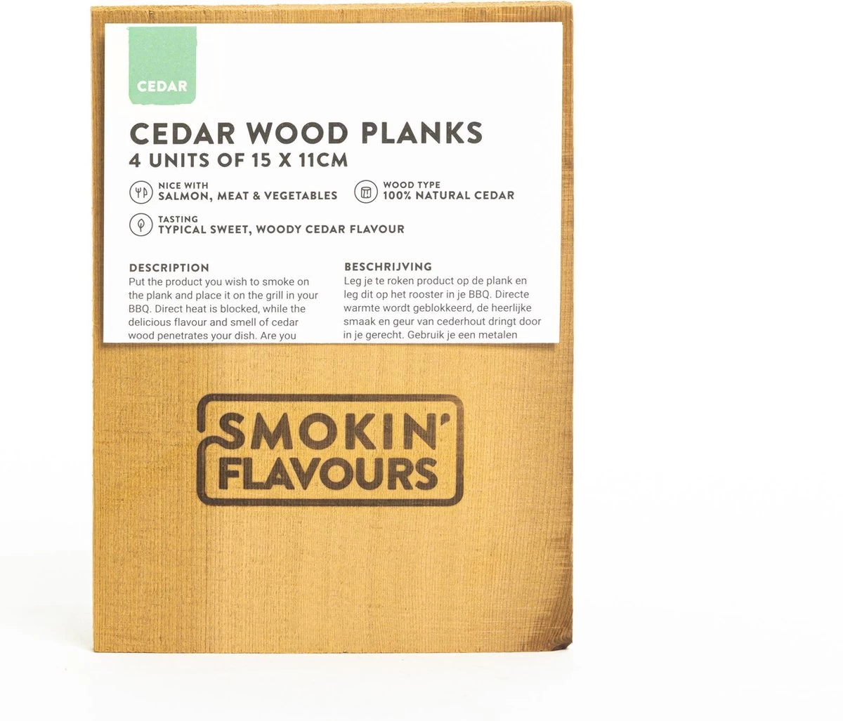 Smokin' Flavours | Planche à Fumer | Bois De Cèdre | 15 Cm I 4 Pièces | Bois De Fumage