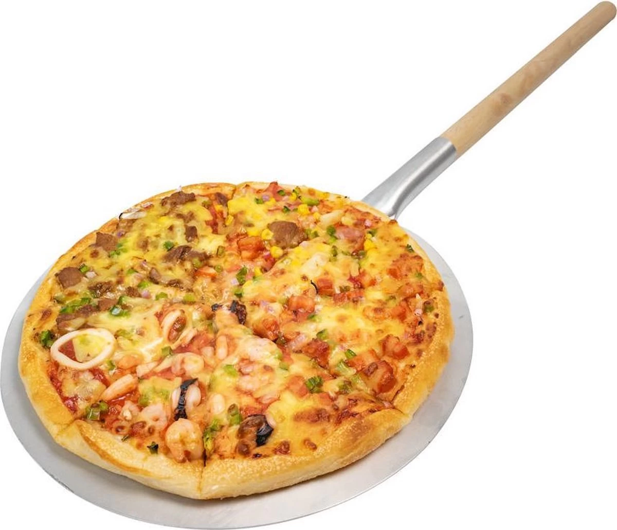 Pelle à Pizza Decopatent® - Pelle à Pizza Ronde Avec Manche Long En Bois (80cm) - Spatule à Pizza Bois / Acier Inoxydable Métal - ROND – Image 10