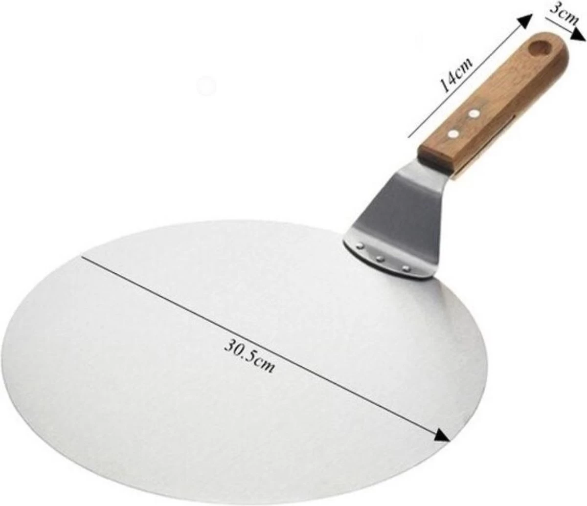 Pelle à Pizza De Luxe Pizza Fraîche - Acier Inoxydable 30CM - Grande Pelle à Pizza Pour Four Ou BBQ - Manche En Bois - Spatule à Pizza Pour Pizza Au Four Maison – Image 3