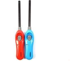 Paquet De 2 X Briquets BBQ Rechargeables| Une Qualité |Protection Enfant/Serrure Enfant Bleu Clair/Rouge 26 Cm
