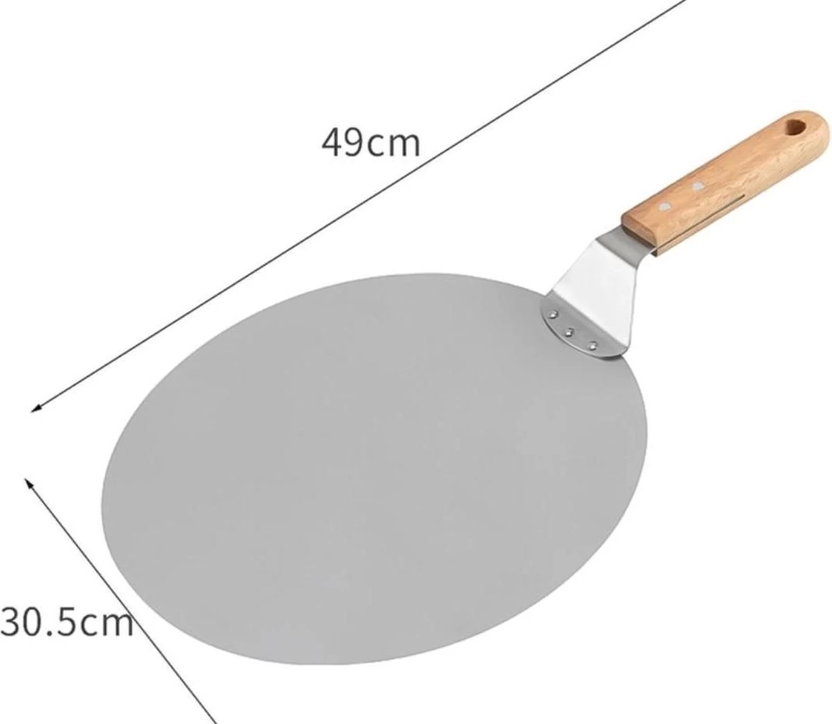 Pelle à Pizza De Luxe Pizza Fraîche - Acier Inoxydable 30CM - Grande Pelle à Pizza Pour Four Ou BBQ - Manche En Bois - Spatule à Pizza Pour Pizza Au Four Maison – Image 2