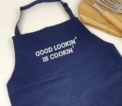 Tablier De Cuisine Bleu - Cadeau Fête Des Pères - Cadeau Papa - Bien Regarder C'est Cuisiner