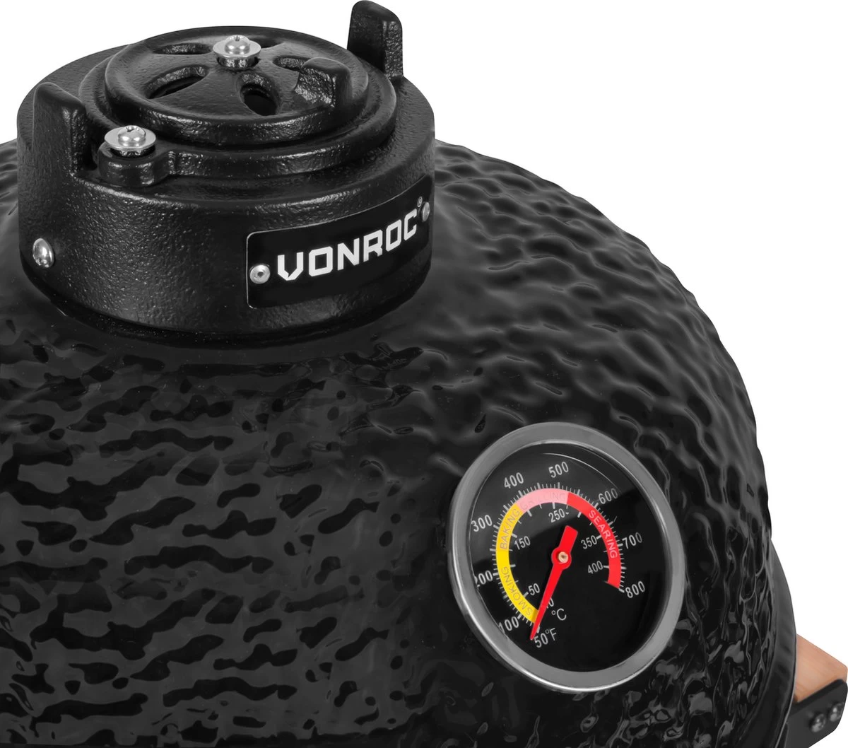 VONROC Kamado 13 Pouces - Surface De Cuisson Ø27cm - Barbecue à Charbon - Céramique - Modèle De Table - Avec Socle, Thermomètre, Pose-assiettes & Habillage Pluie – Image 8