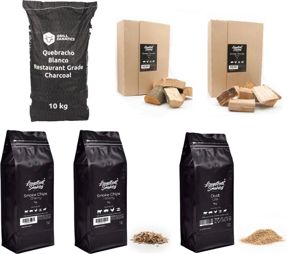Smokers De Longue Rue | Bois De Fumage | Forfait BBQ III | Paquet Cadeau | Fumer Des Snippers De Bois | Morceaux De Fumée | Charbon De Bois |