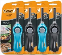 Briquet à Gaz Multifonction BIC Megalighter Pour BBQ Et Bougies - 4 Pièces - Briquet Long - Sécurité Enfant